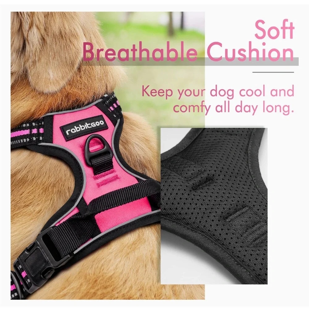 Rabbitgoo Hot Pink No Pull Harness Med